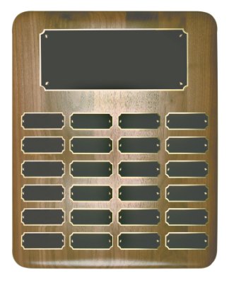 Engraved Genuine Walnut Elliptical Edge Perpetual Plaque - 12 x 15 in (24 plates)