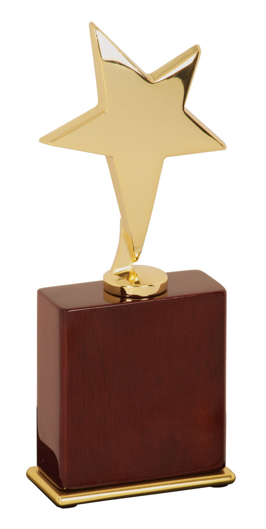 Engraved Gold Star Award on Rosewood Piano Finish Base - 7 1/2 in