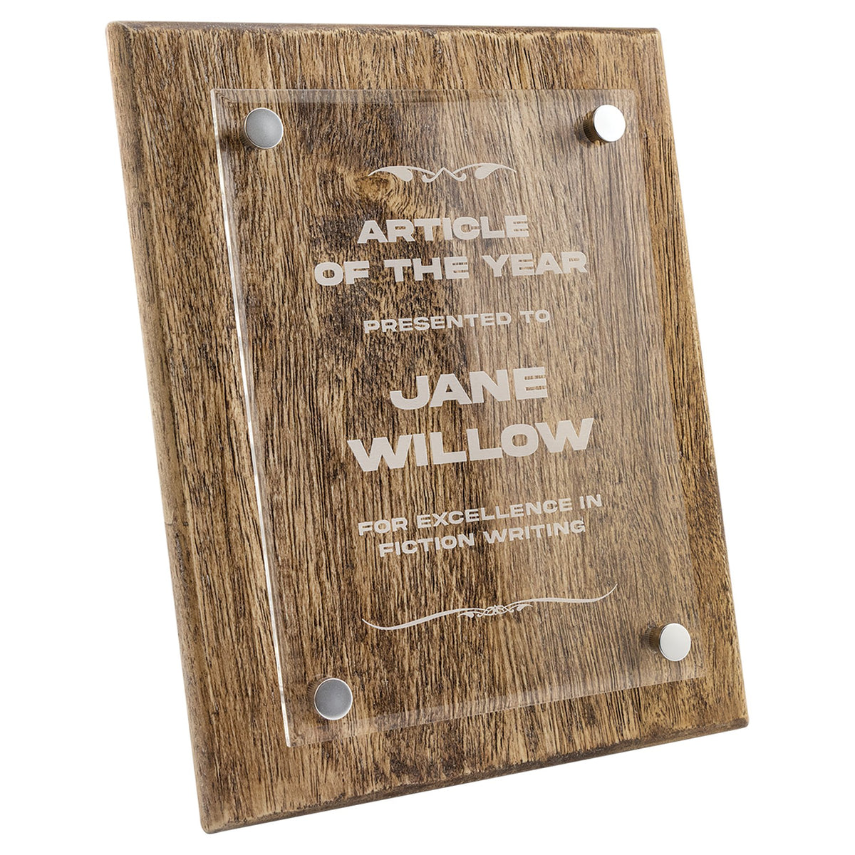Engraved Barnwood Floating Acrylic Plaque - 8 x 10 in