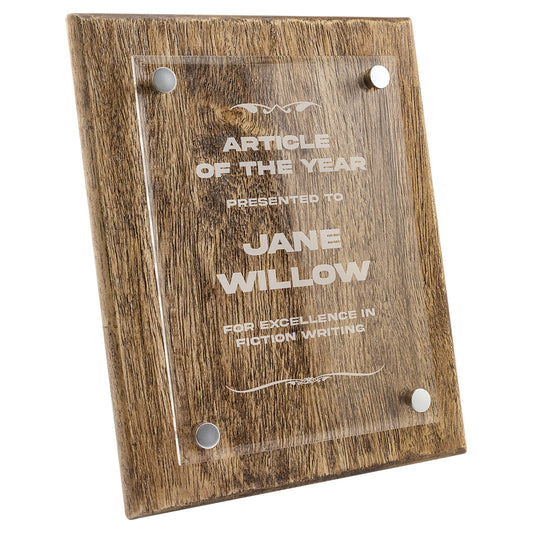 Engraved Barnwood Floating Acrylic Plaque - 8 x 10 in
