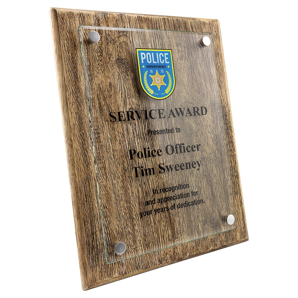 Engraved Barnwood Floating Glass Plaque - 9 x 12 in