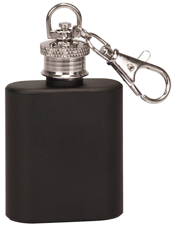 Engraved 1 oz Mini Flask Keychain - Matte Black