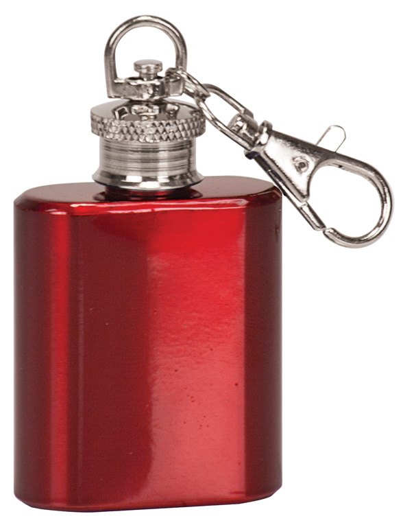 Engraved 1 oz Mini Flask Keychain - Gloss Red