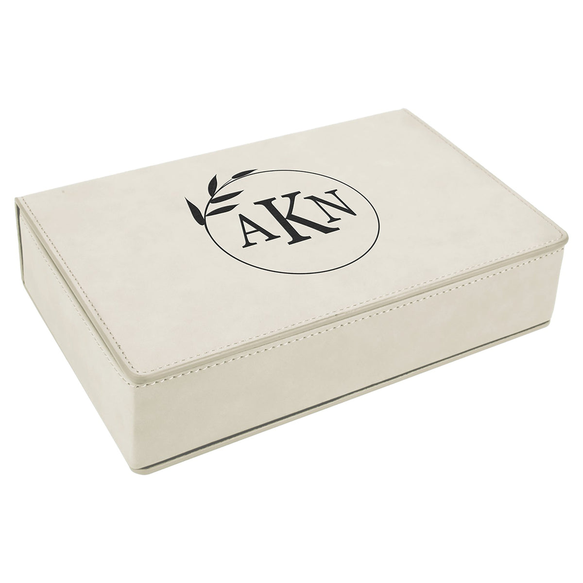 Engraved Leatherette Flask Gift Set - White