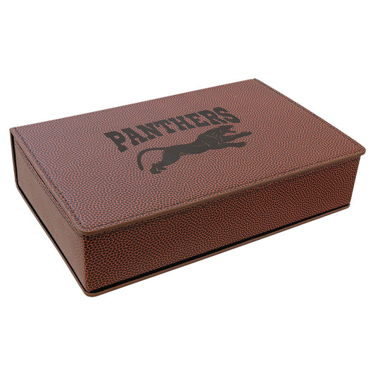 Engraved Football Leatherette Flask Gift Set