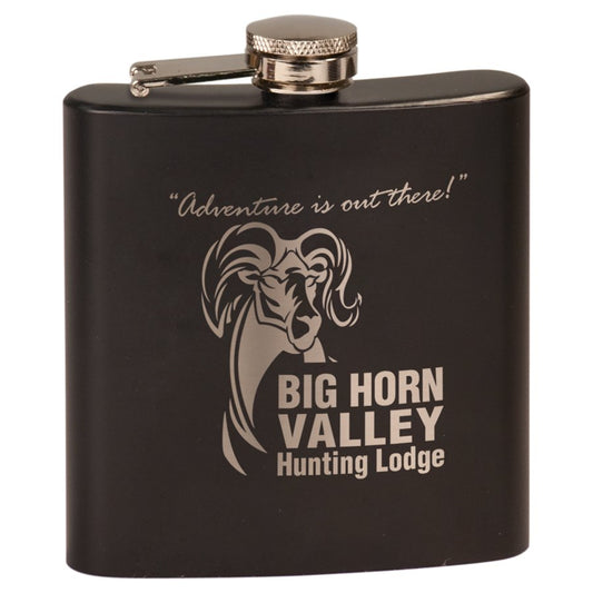 Engraved 6 oz Stainless Steel Flask - Matte Black