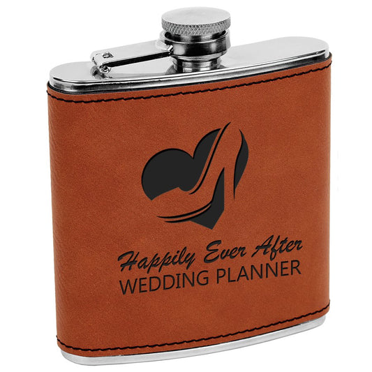 Engraved Leatherette Stainless Steel Flask - Rawhide