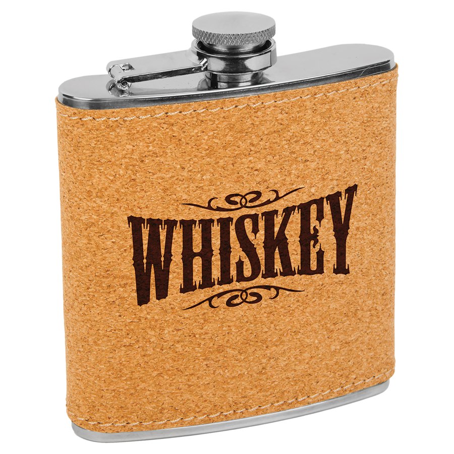 Engraved Leatherette Stainless Steel Flask - Cork