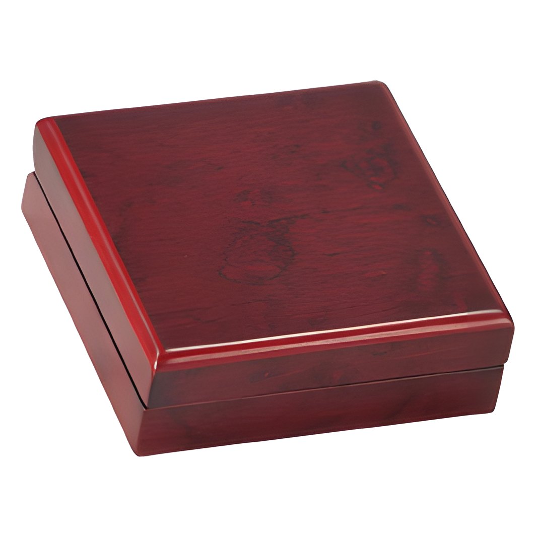 Engraved Rosewood Finish Medal Box - 3 3/4 x 1 1/4 x 3 3/4 in