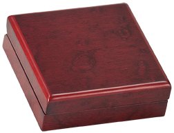 Engraved Rosewood Finish Medal Box - 3 3/4 x 1 1/4 x 3 3/4 in
