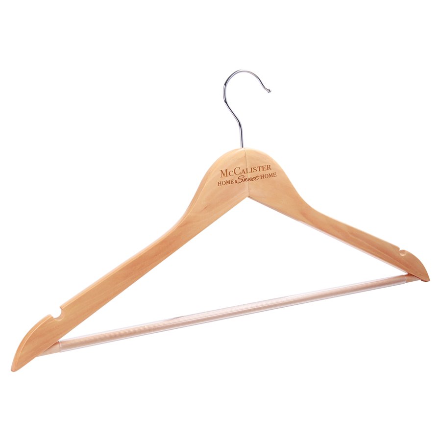 Engraved Solid Maple Clothes Hanger