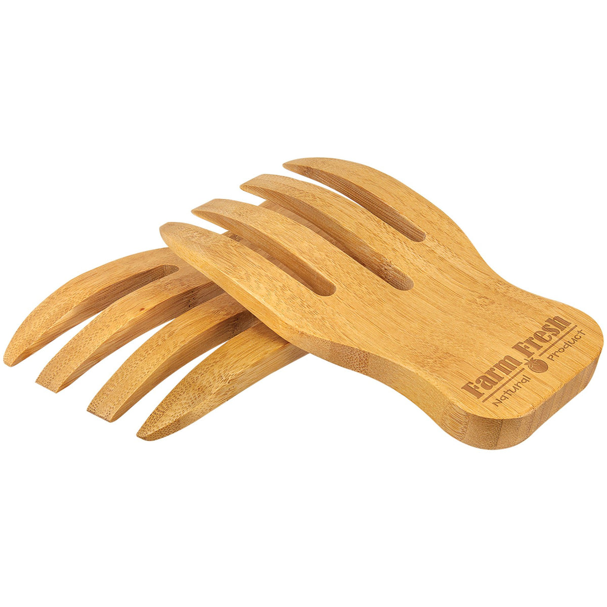 Engraved Bamboo Salad Hands Set