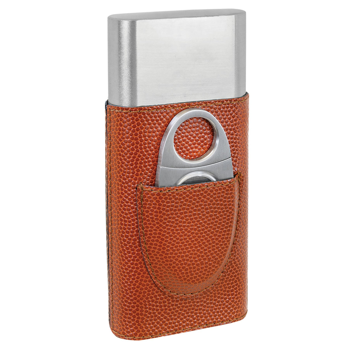Engraved Basketball Leatherette Cigar Case with Cutter