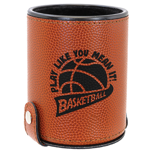Engraved Basketball Leatherette Dice Cup with 5 Dice