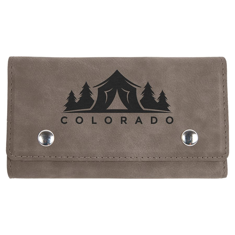Engraved Leatherette Card and Dice Set - Gray