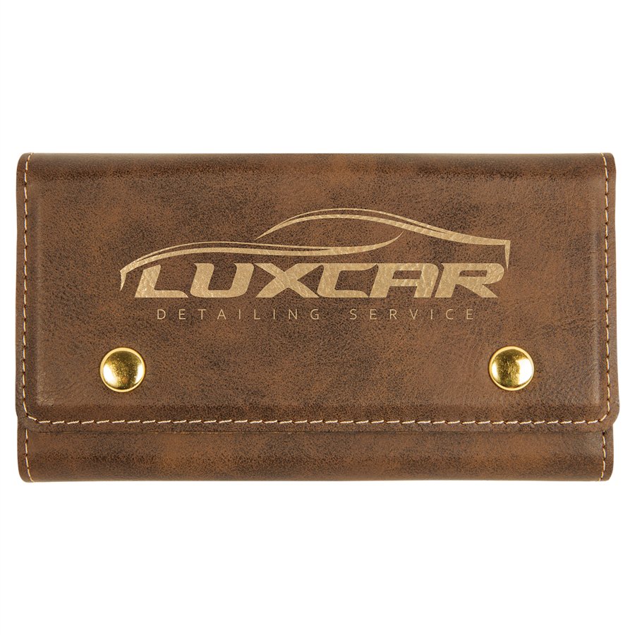 Engraved Leatherette Card and Dice Set - Rustic/Gold