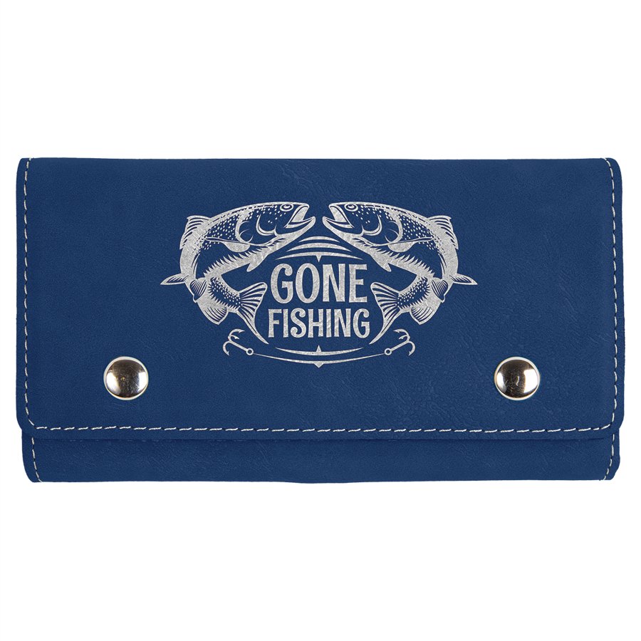 Engraved Leatherette Card and Dice Set - Blue/Silver