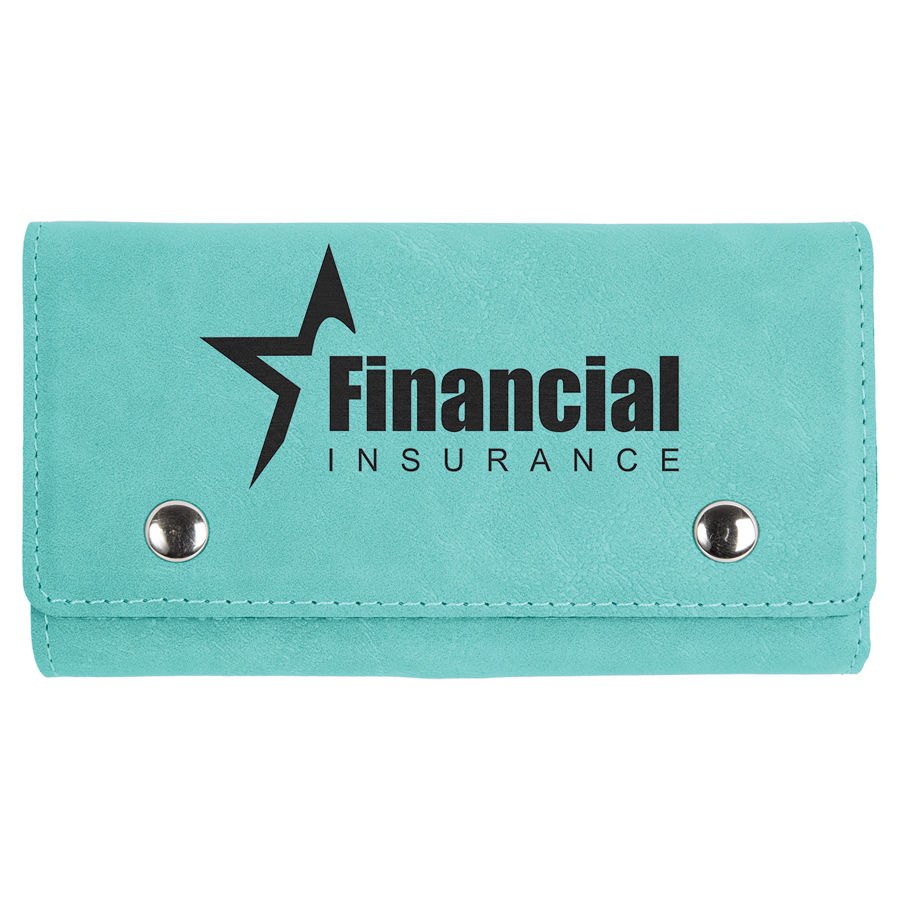 Engraved Leatherette Card and Dice Set - Teal