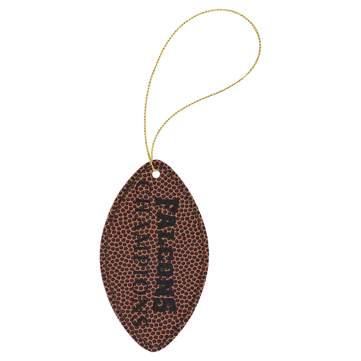 Engraved Football Leatherette Ornament with Gold String