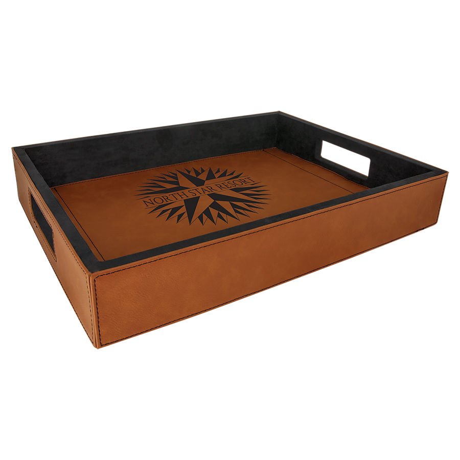 Engraved Leatherette Serving Tray - Rawhide