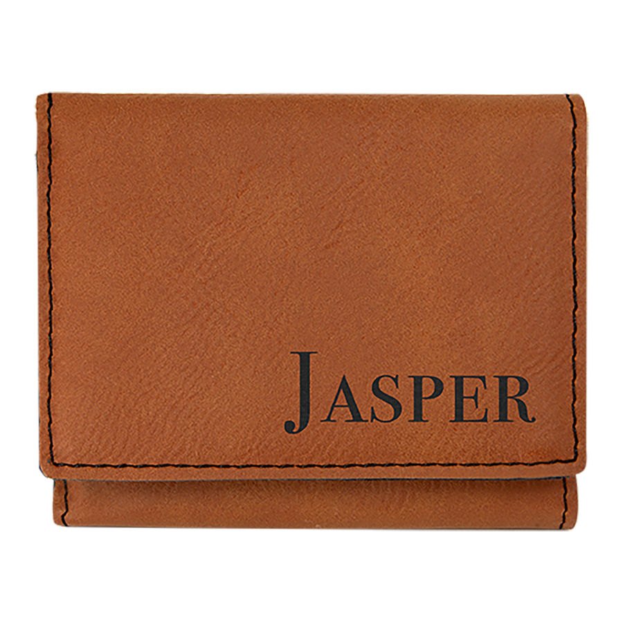 Engraved Leatherette Trifold Wallet - Rawhide