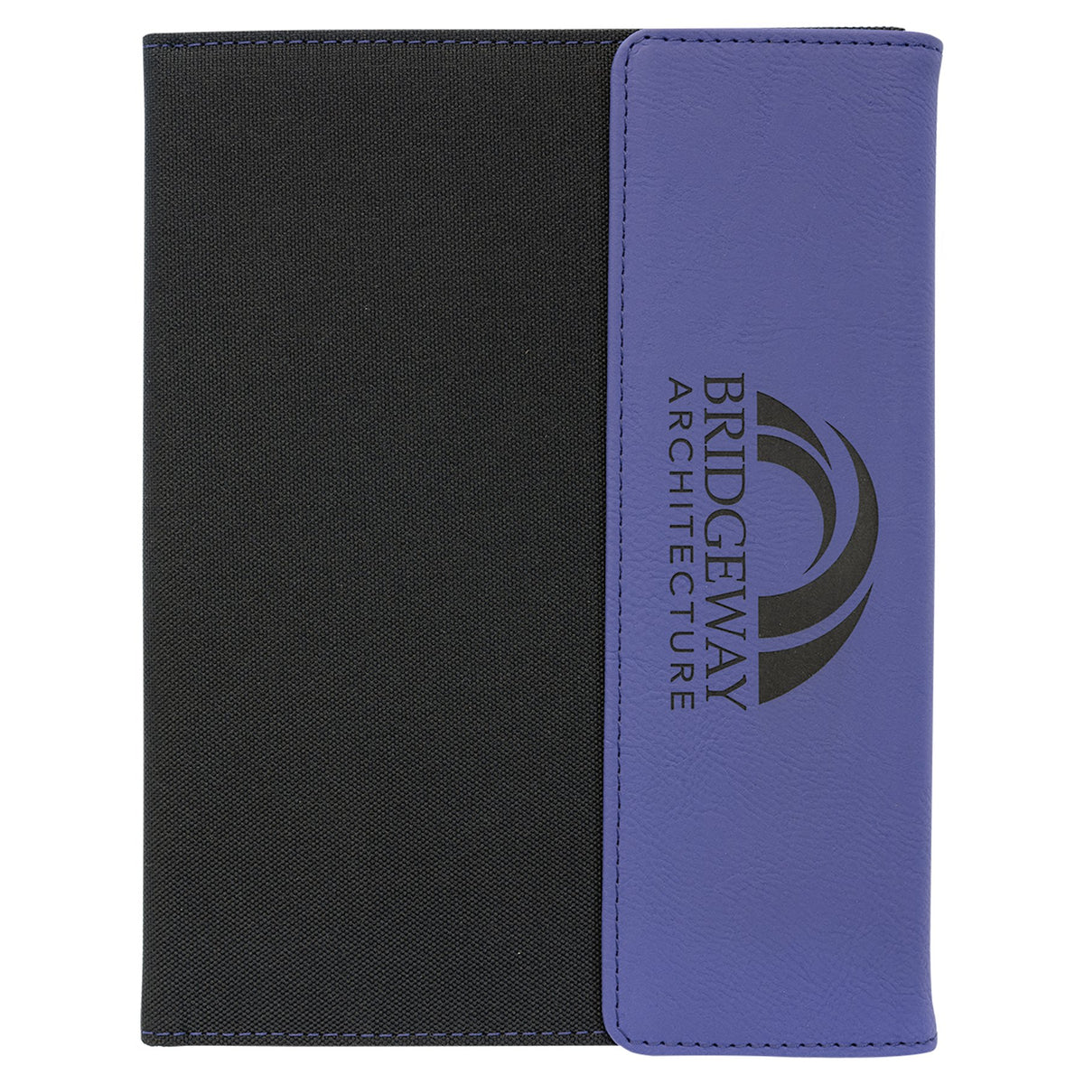 Engraved Leatherette and Canvas Portfolio with Notepad - Purple (Black Canvas) / 7 x 9 in