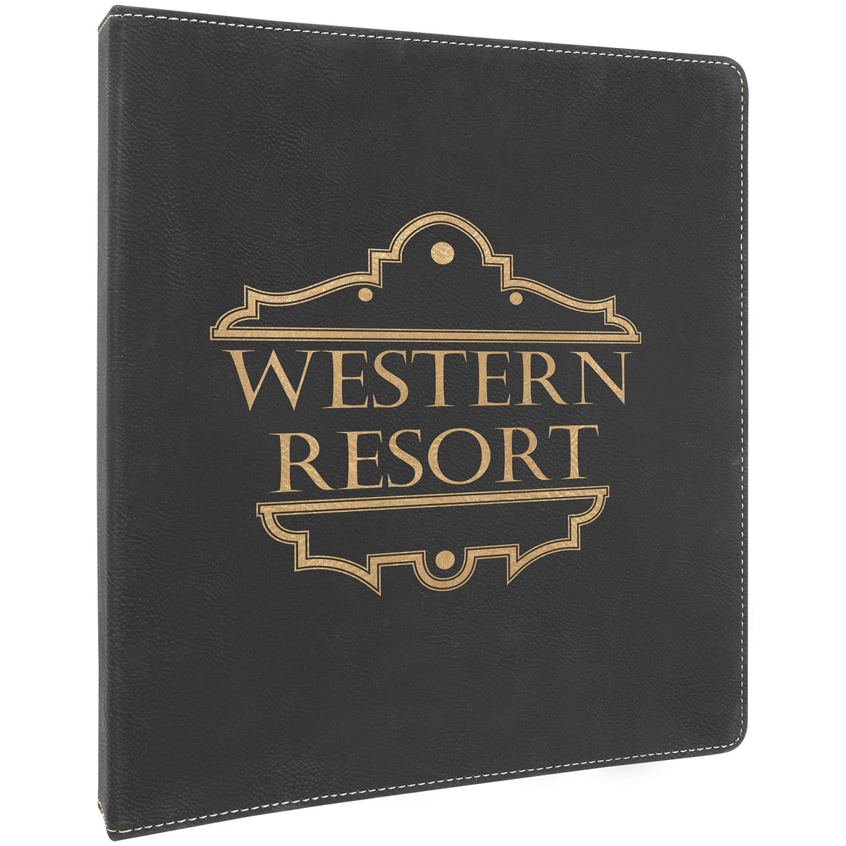 Engraved Leatherette 3-Ring Binder with Slant D-Rings - Black/Gold / 10 1/2 x 11 1/2 in (1 in rings)