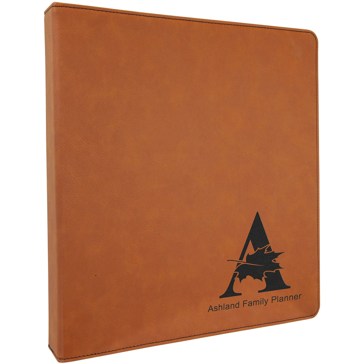 Engraved Leatherette 3-Ring Binder with Slant D-Rings - Rawhide / 10 1/2 x 11 1/2 in (1 in rings)
