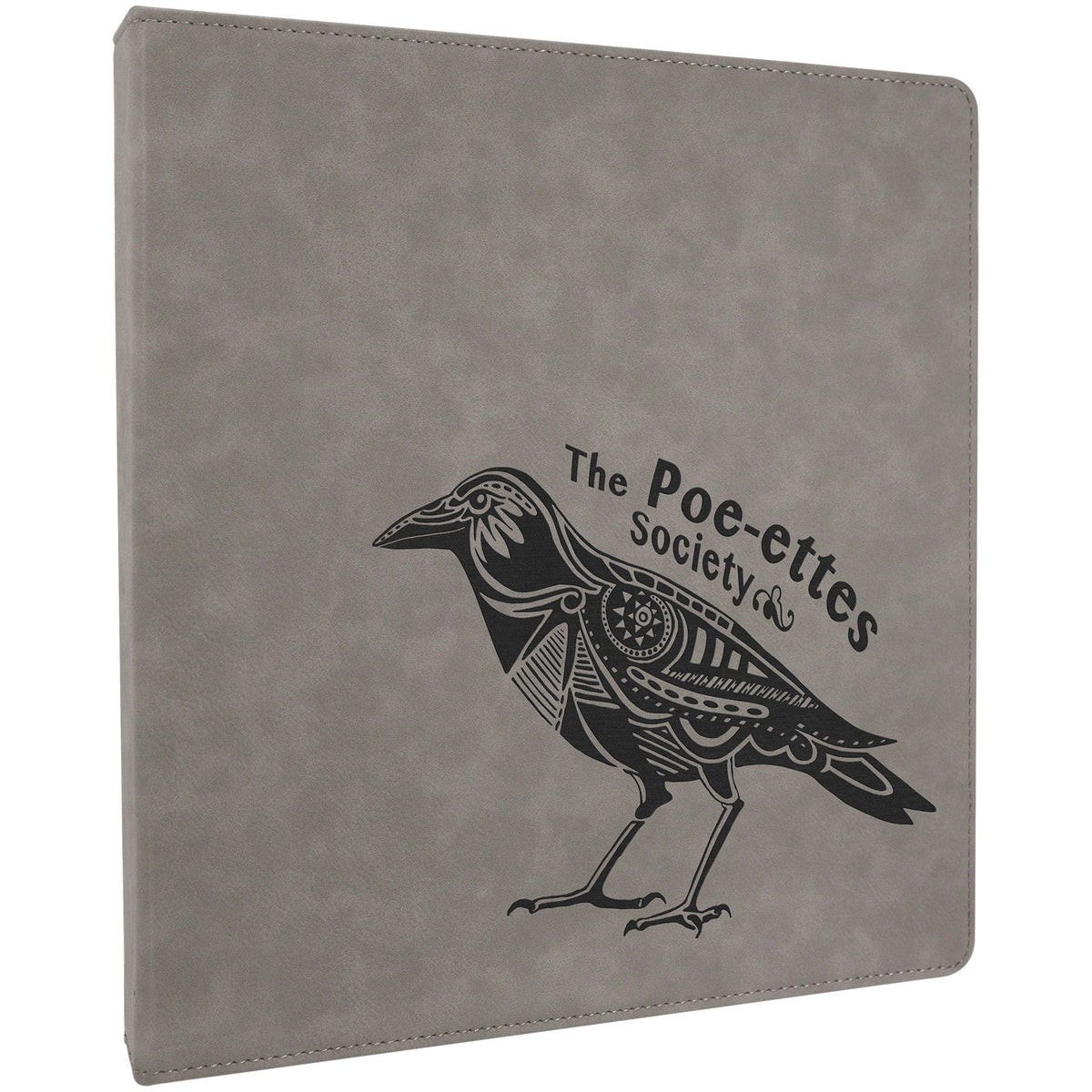 Engraved Leatherette 3-Ring Binder with Slant D-Rings - Gray / 10 1/2 x 11 1/2 in (1 in rings)
