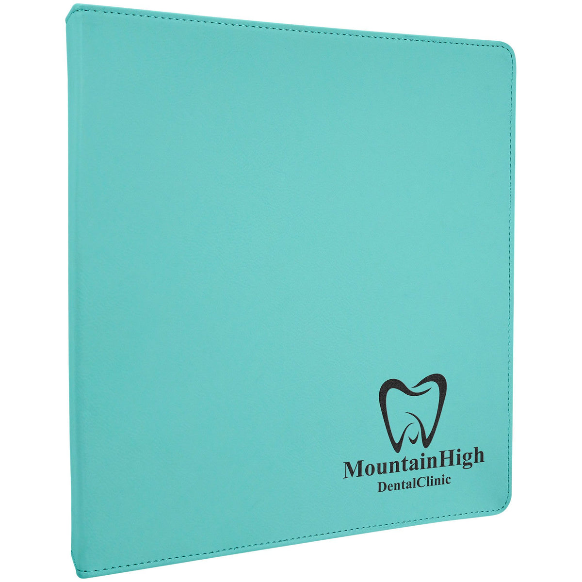 Engraved Leatherette 3-Ring Binder with Slant D-Rings - Teal / 10 1/2 x 11 1/2 in (1 in rings)