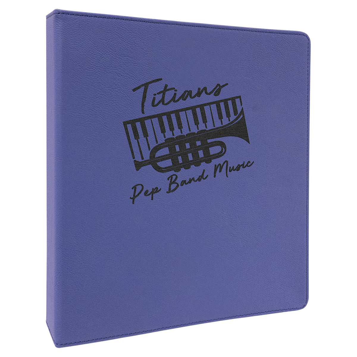 Engraved Leatherette 3-Ring Binder with Slant D-Rings - Purple / 10 1/2 x 11 1/2 in (1 in rings)