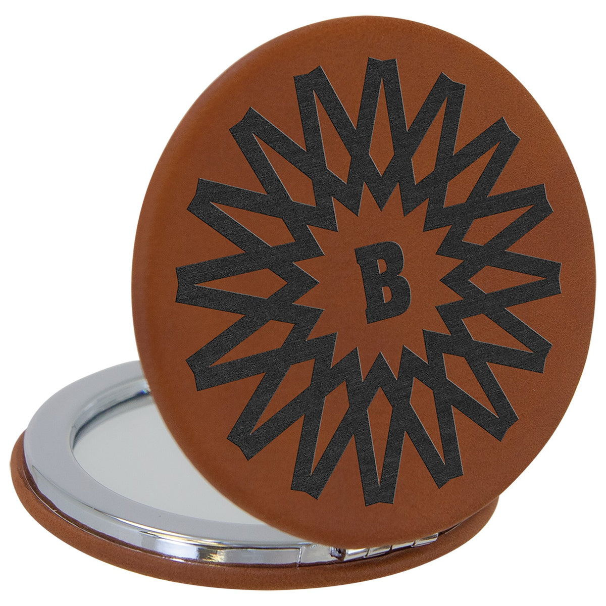 Engraved Leatherette Compact Mirror - Rawhide