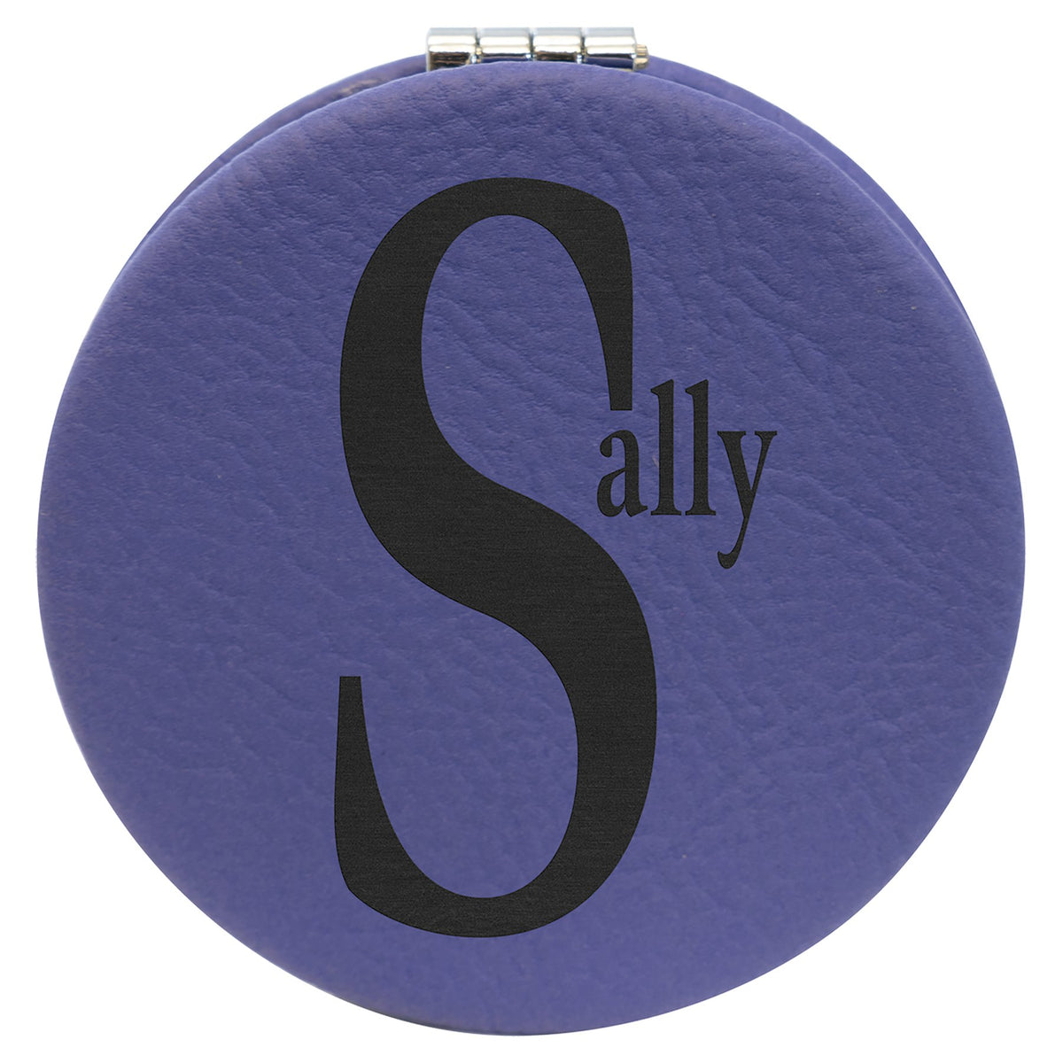 Engraved Leatherette Compact Mirror - Purple