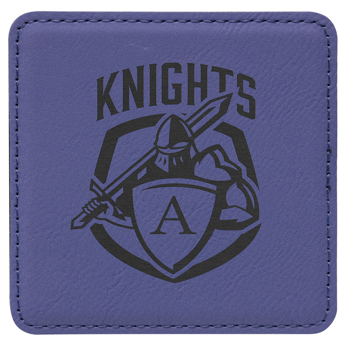 Engraved Square Leatherette Coaster - Purple