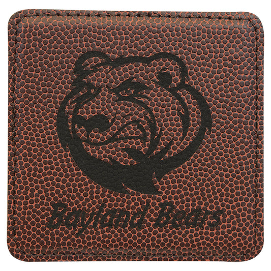 Engraved Football Square Leatherette Coaster