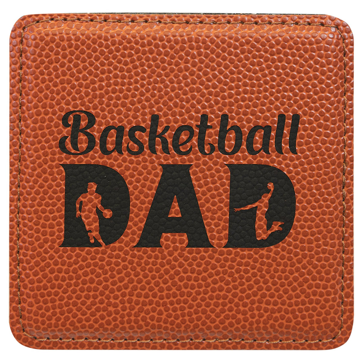 Engraved Basketball Square Leatherette Coaster
