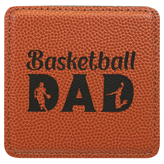 Engraved Basketball Square Leatherette Coaster