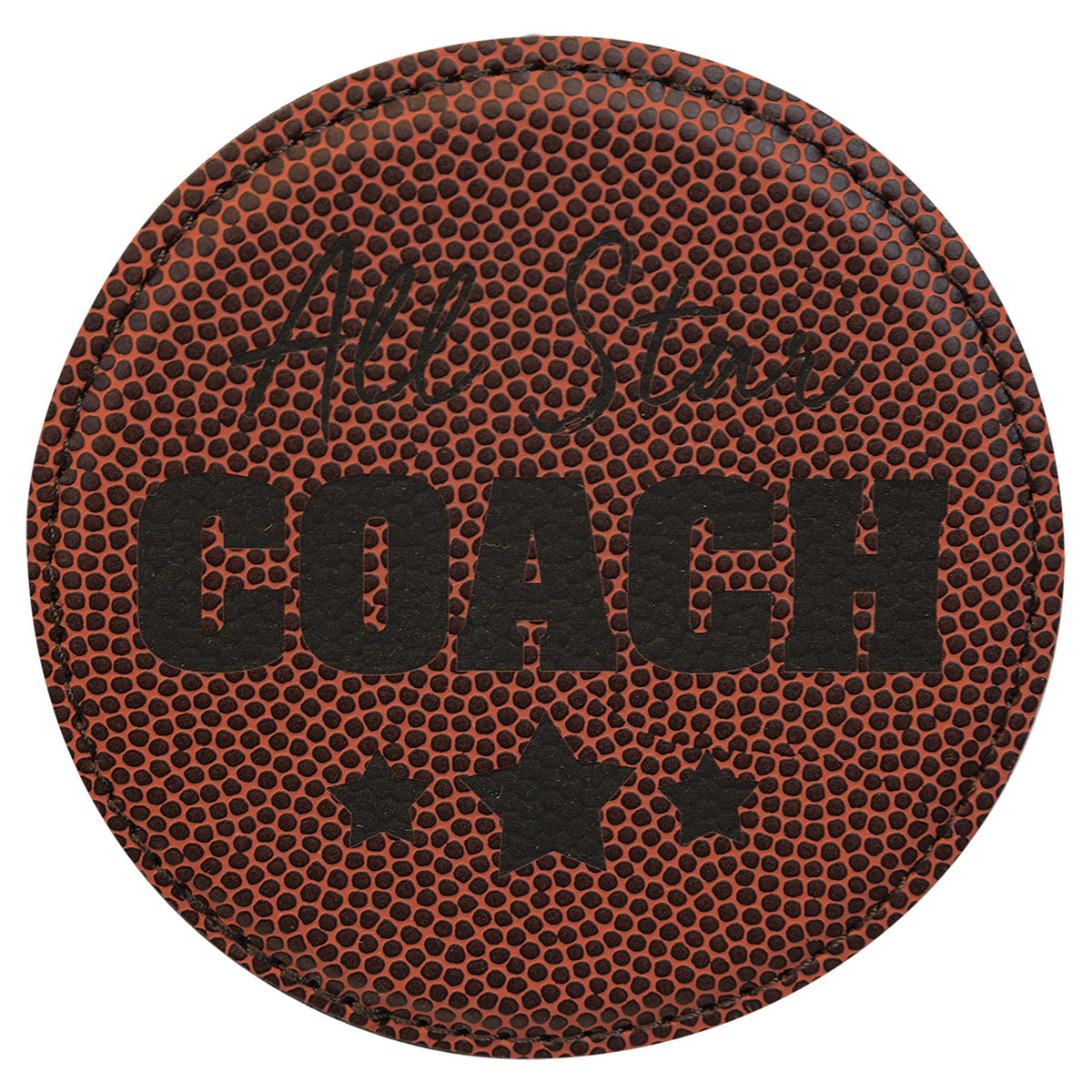 Engraved Football Round Leatherette Coaster
