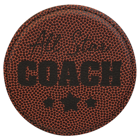 Engraved Football Round Leatherette Coaster