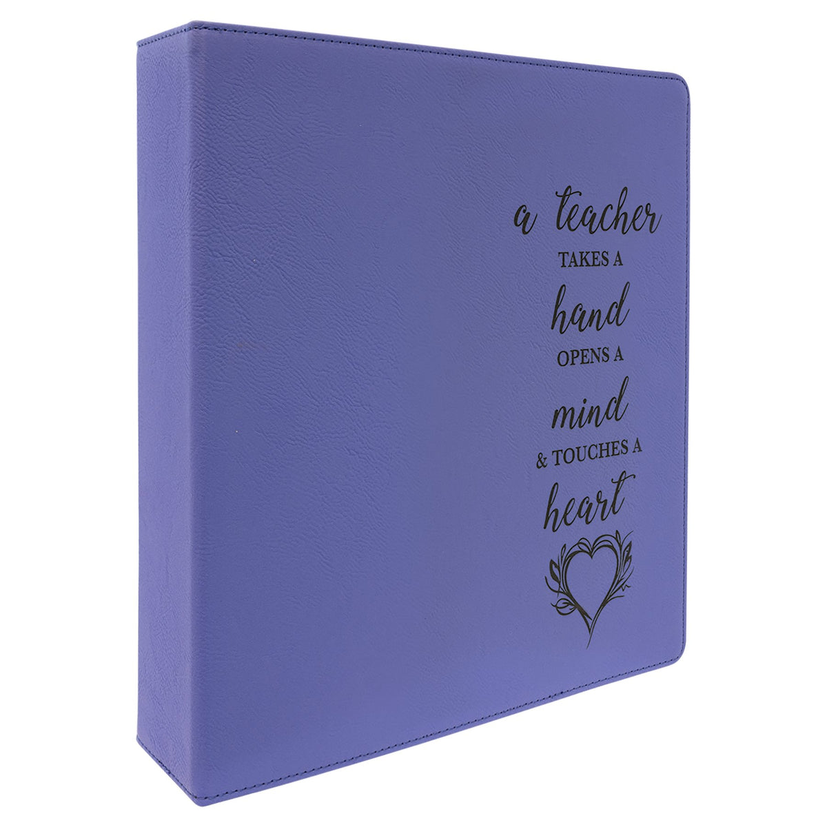 Engraved Leatherette 3-Ring Binder with Slant D-Rings - Purple / 11 x 11 1/2 in (2 in rings)