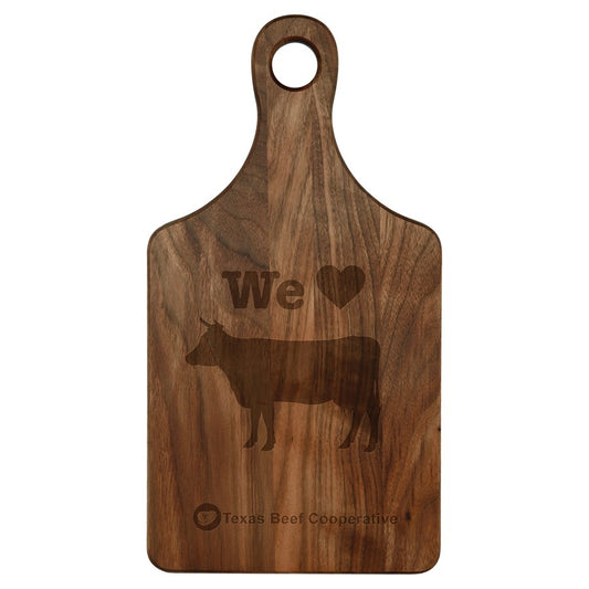 Engraved Walnut Paddle-Shaped Cutting Board