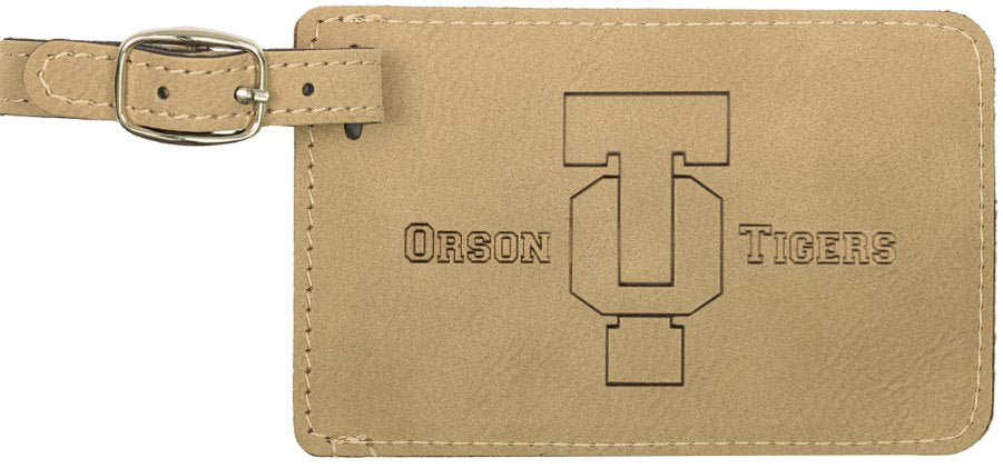 Engraved Leatherette Luggage Tag - Light Brown