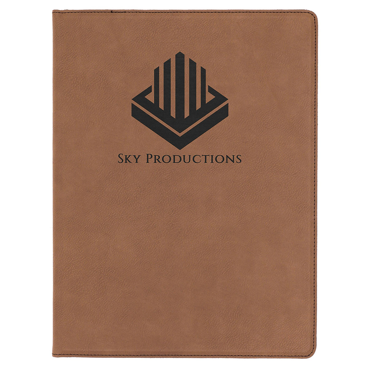 Engraved Leatherette Portfolio with Notepad - Dark Brown / Large (9 1/2 x 12 in)