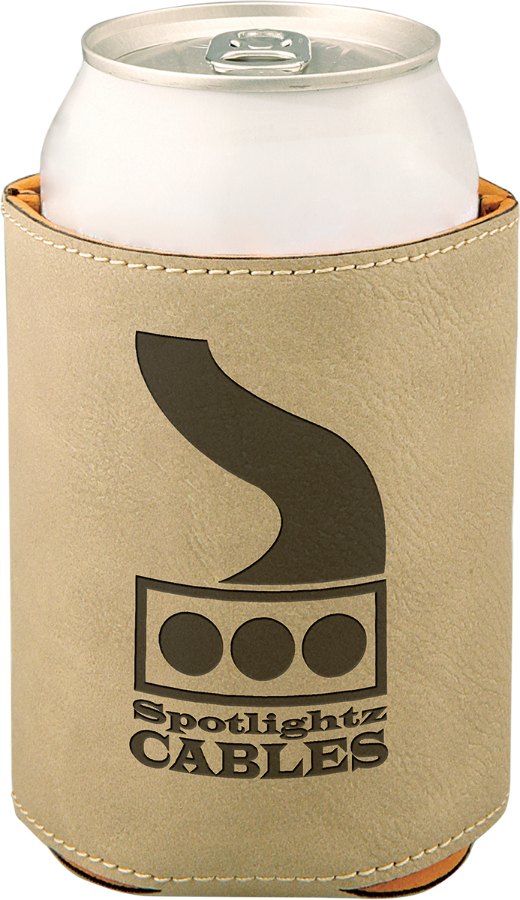 Engraved Leatherette Beverage Holder - Light Brown