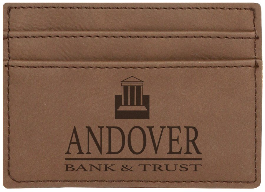 Engraved Leatherette Wallet Clip - Dark Brown