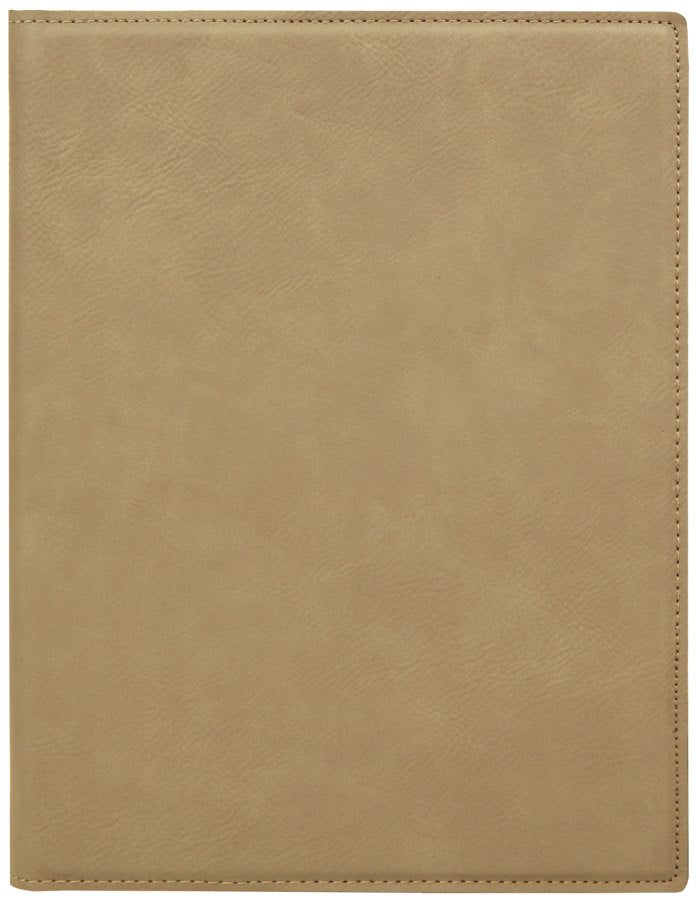 Engraved Leatherette Portfolio with Notepad - Light Brown / Small (7 x 9 in)