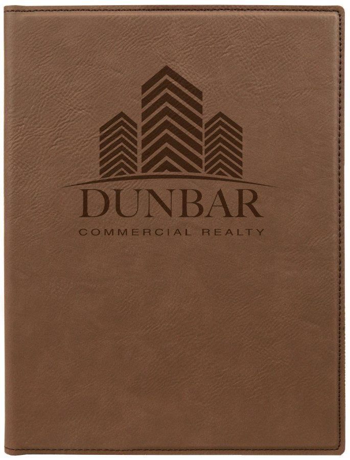 Engraved Leatherette Portfolio with Notepad - Dark Brown / Small (7 x 9 in)