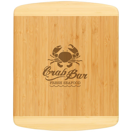 Engraved Bamboo Two-Tone Cutting Board - 13 1/2 x 11 1/2 in
