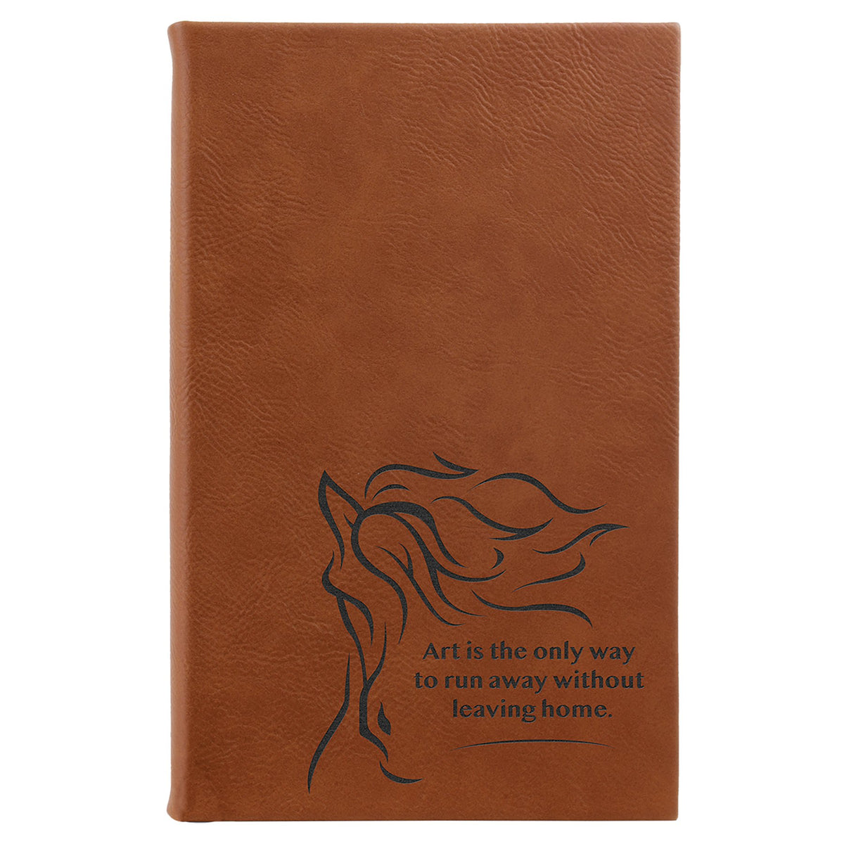 Engraved Leatherette Sketch Book with Unlined Notepad - Rawhide / 5 1/4 x 8 1/4 in