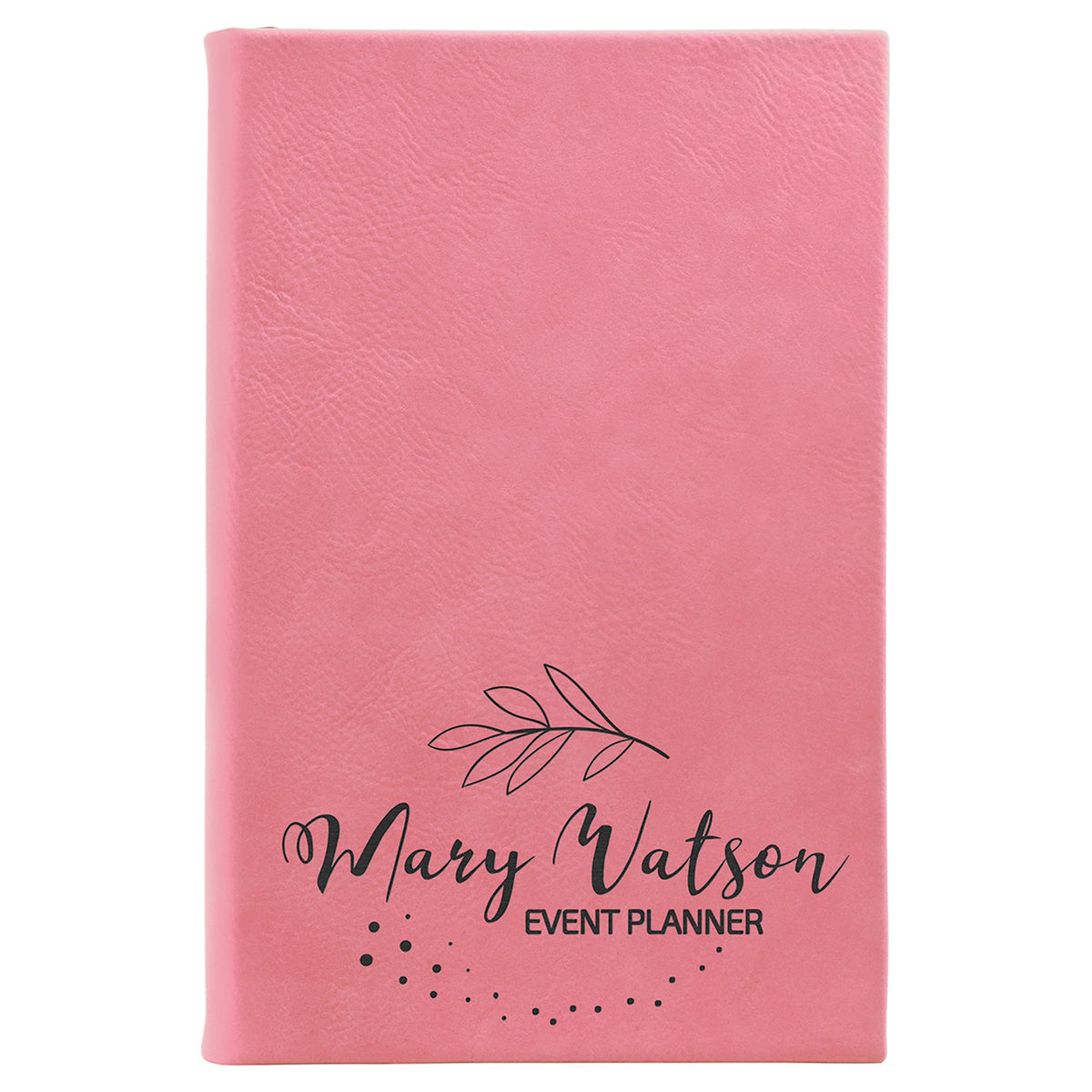 Engraved Leatherette Sketch Book with Unlined Notepad - Pink / 5 1/4 x 8 1/4 in